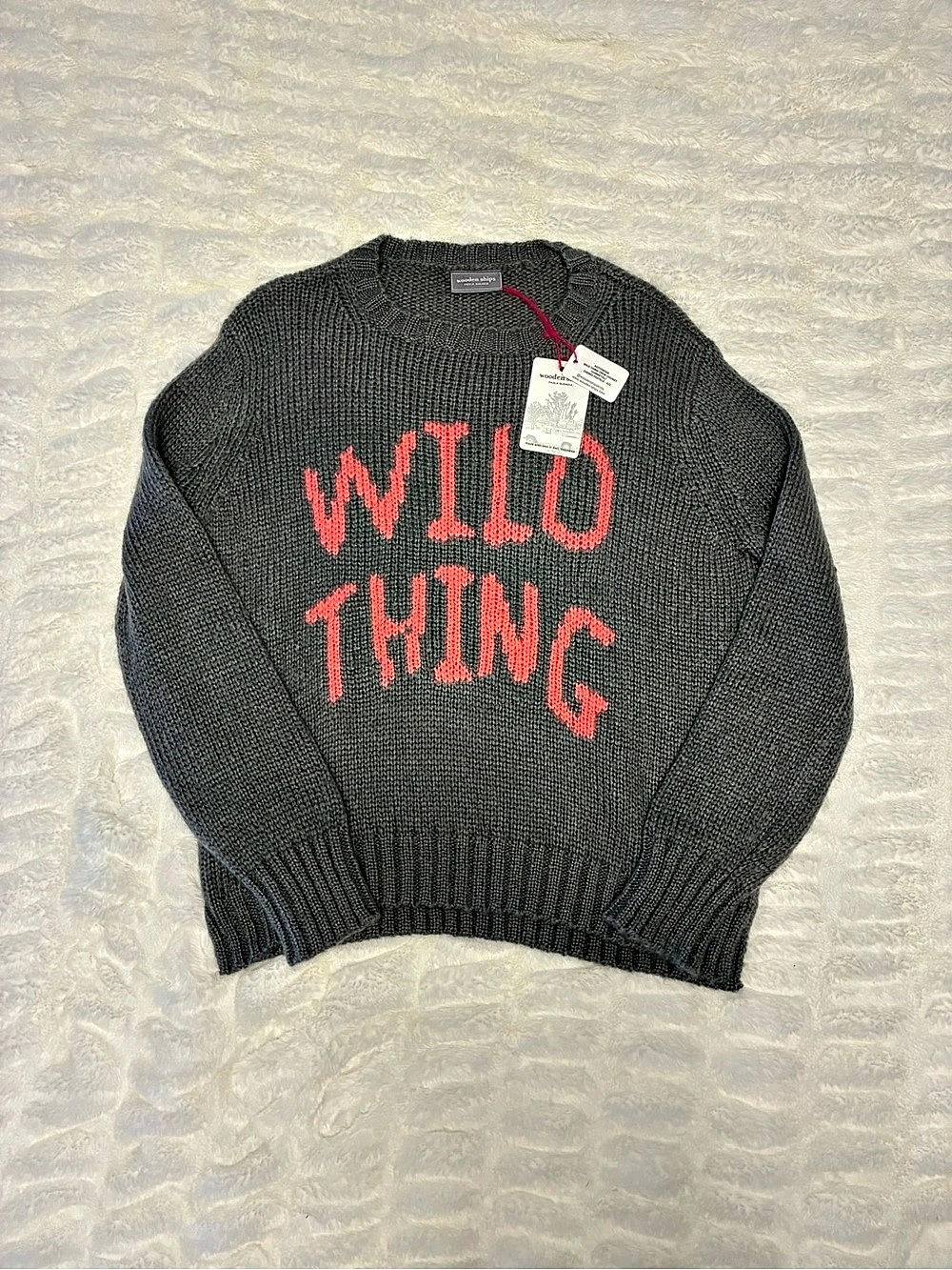 Wooden Ships Wild Thing Gray/Pink Chunky Sweater. X/S NWT